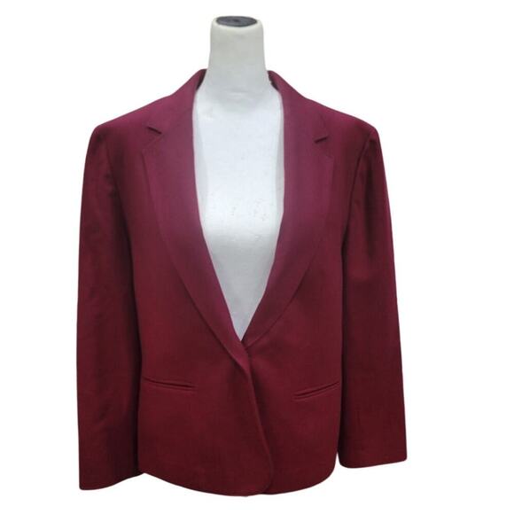 Pendleton Women's Pure Virgin Wool Blazer Jacket‎ Size 14 Maroon Button Front - Picture 1 of 9